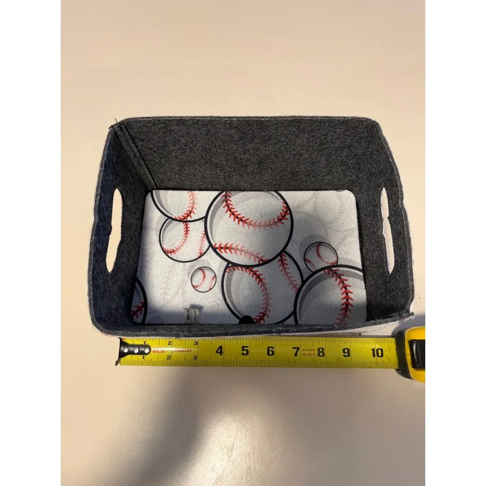 Set of 4 Baseball Felt Storage Bins Sports Nursery Playroom Toy Organizers